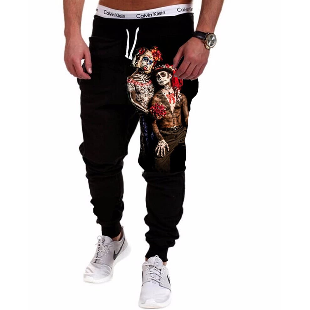 Calça Masculina de Moletom Estampada por Sublimação Casal Caveiras A127