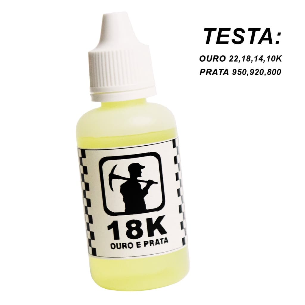 Teste de Ouro Prata Joias Liquido Teste 18k 30ml Comprovado com Nota Fiscal