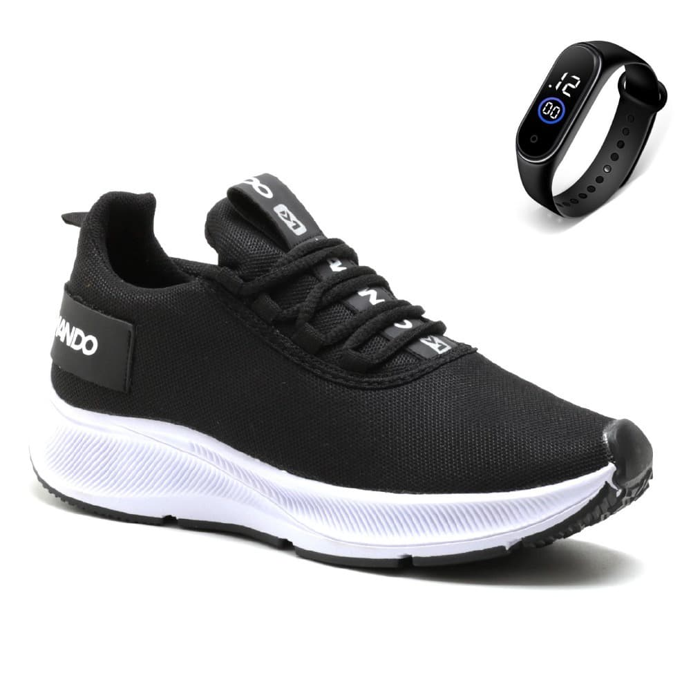 Tenis Masculino Treino Academia Corrida Caminhada Fitness + Relogio