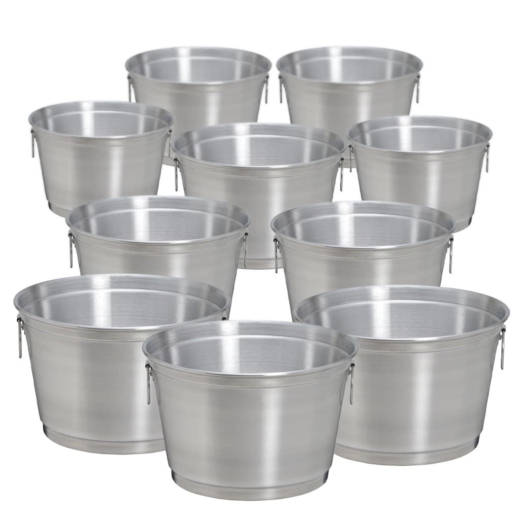 Kit Com 10 Balde Para Gelo E Cerveja De 9 Litros Em Aluminio