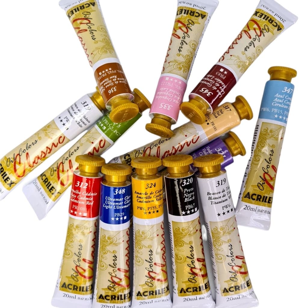 Tinta Óleo Classic Kit 12 Cores Acrilex 20ml Para Tela - Escolha Suas Cores