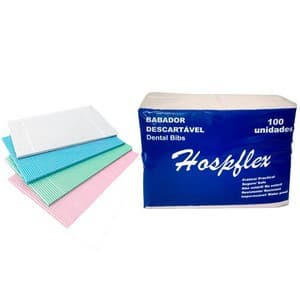 Babador Impermeável Descartável Hospflex (100 un) Cores Diversas