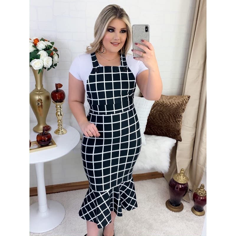 Jardineira Salopete Moda Evangelica Sereia Tubinho Sereia Luxo Gospel Festa