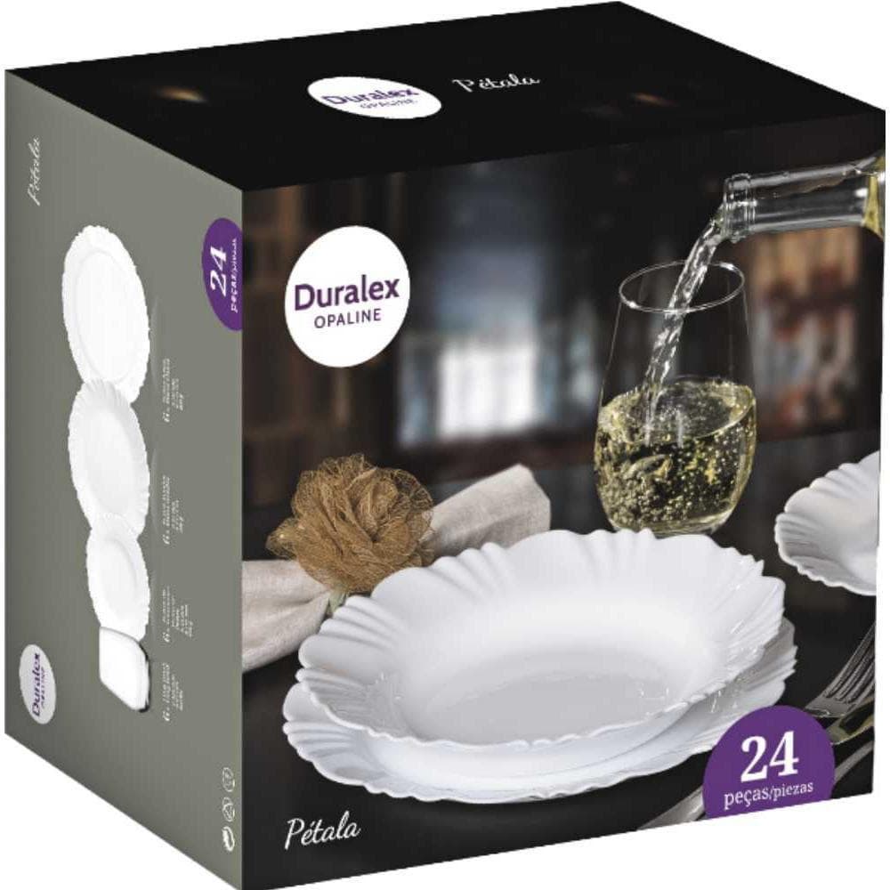 Aparelho de Jantar 24 Peças Duralex Opaline Pétala