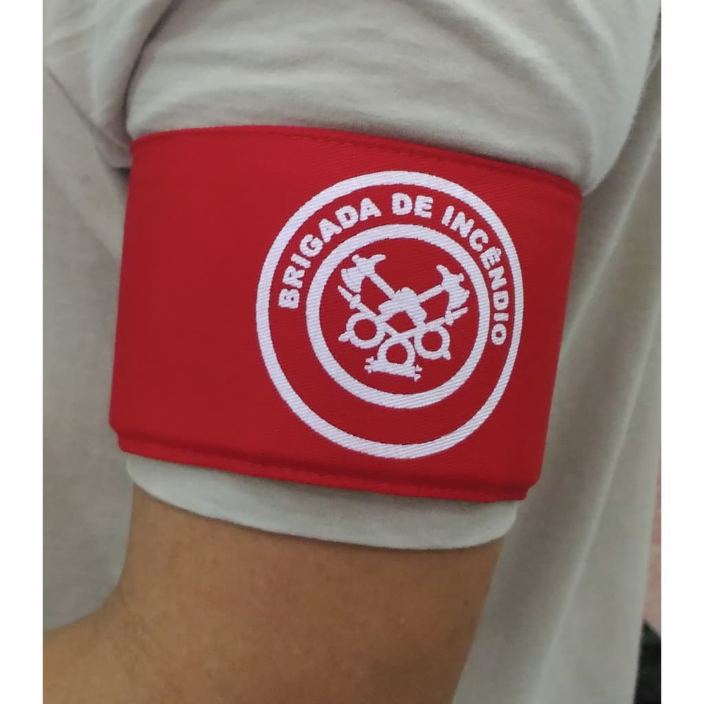 Braçadeira Modelo Brigada de Incêndio, estampada em branco