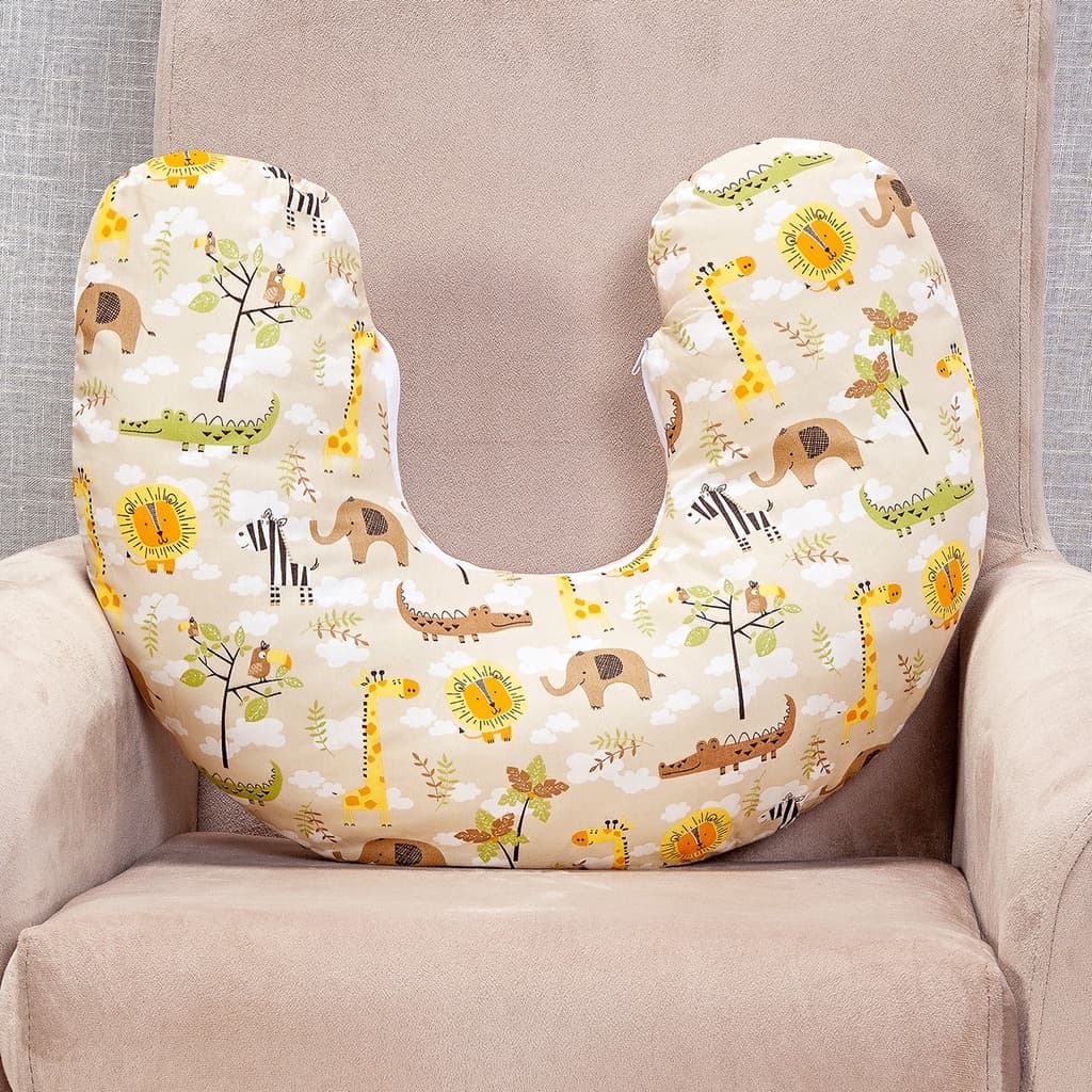 Almofada Amamentação Safari Bege Leão Selva Encantada