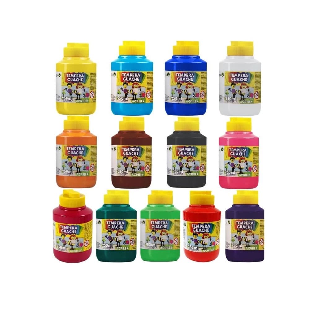Tinta Colorida Tempera Guache 250 ml - Acrilex | Lavável