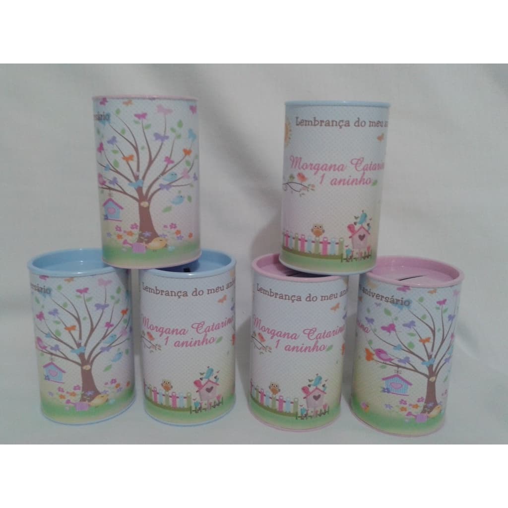 30 Lembrancinha Cofrinho Personalizado Jardim Infantil Varios Temas