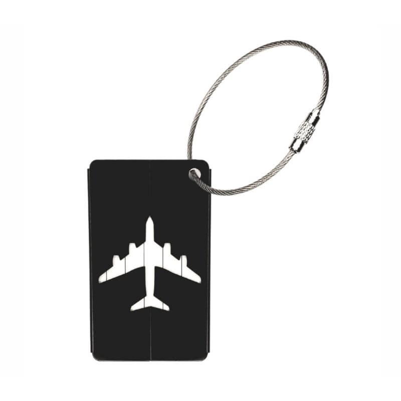 Tag Identificador de Mala de Viagem com Cartão em Alumínio e Laço em Aço Inoxidável - Preto