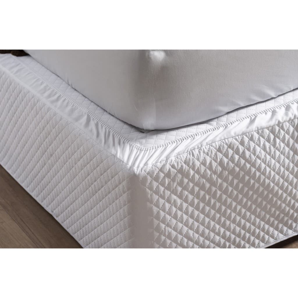 Saia Box Matelada Com Elástico E Com Viés Casal Padrão - Branco