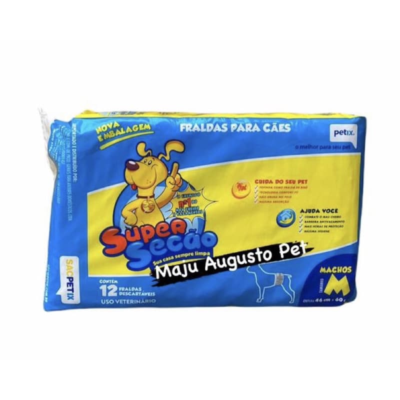 2 Pacotes Fraldas Super Secão Pet Descartável para Macho M 24 Un Total