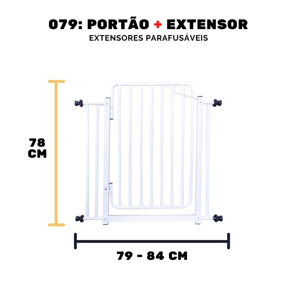 Grade Portão Porta Robusta Pet Criança Segurança 79/84 Cm