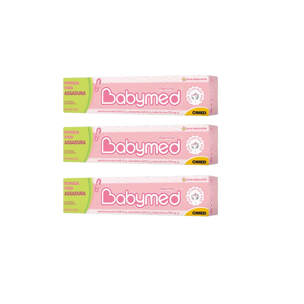 Kit Pomada Para Prevenção De Assaduras Babymed Rosa 3x45g