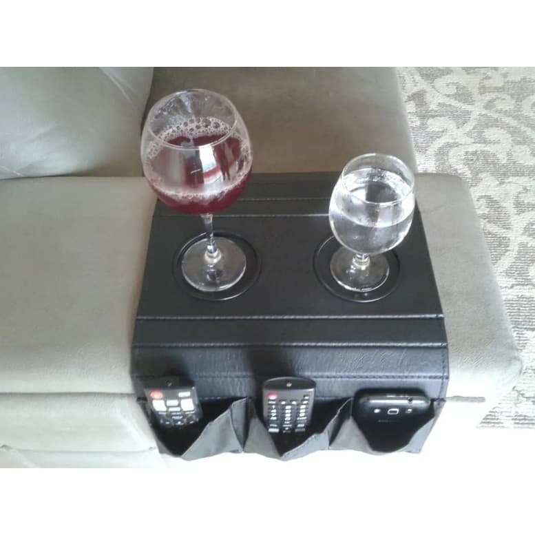 kit 2 Bandeja Esteira Protetor P/ Braço De Sofá Costurada Preto