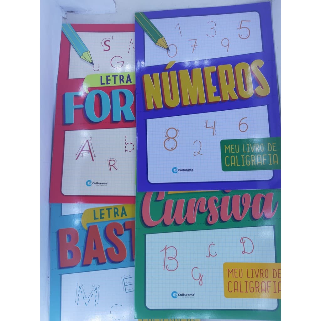 Meu Livro De Caligrafia Com Opção de 4 Livros = Números/Forma/Bastão/cursiva = ALFABETZAÇÂO