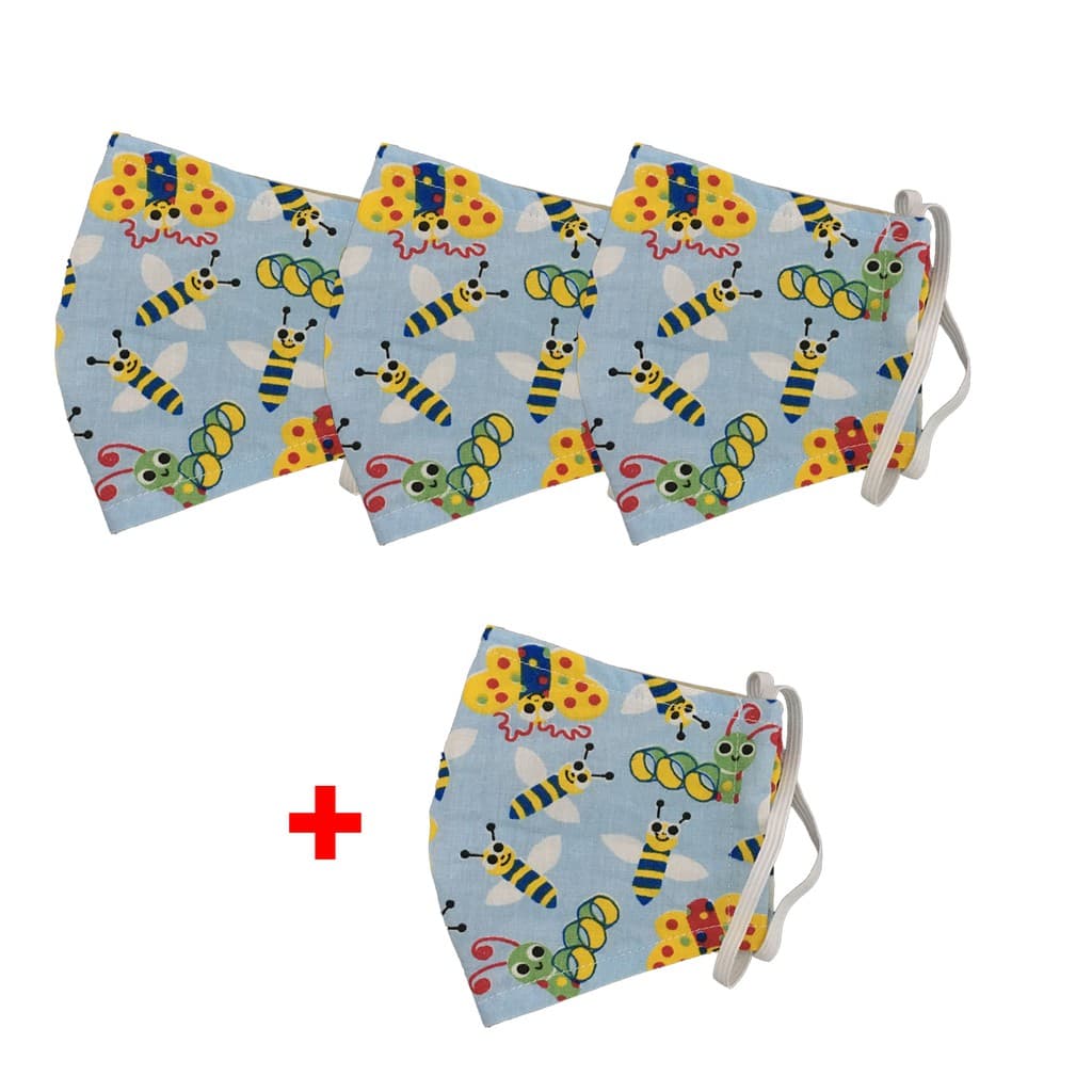 Leve 4 pague 3 - Máscara Proteção Facial Infantil Dupla Camada Elástico Ajustável