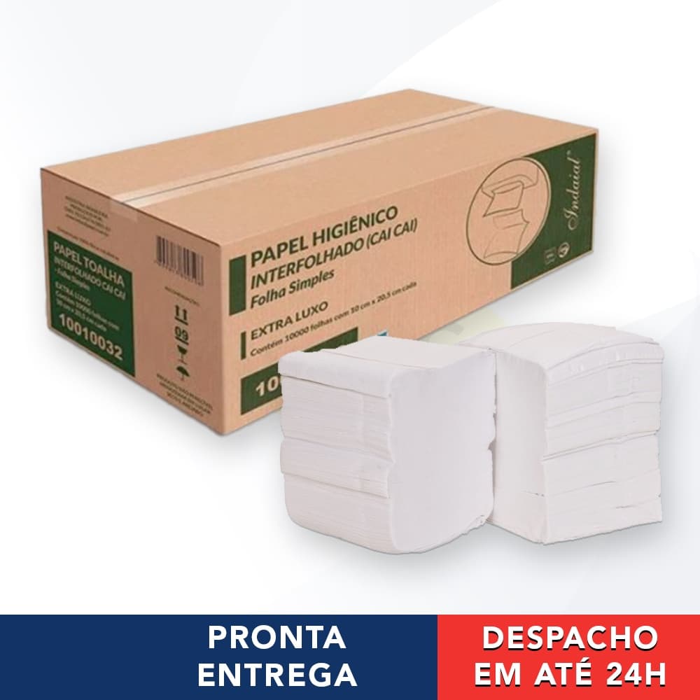 Papel Higiênico Interfolhado Folha Simples Com 10 Mil Folhas Indaial