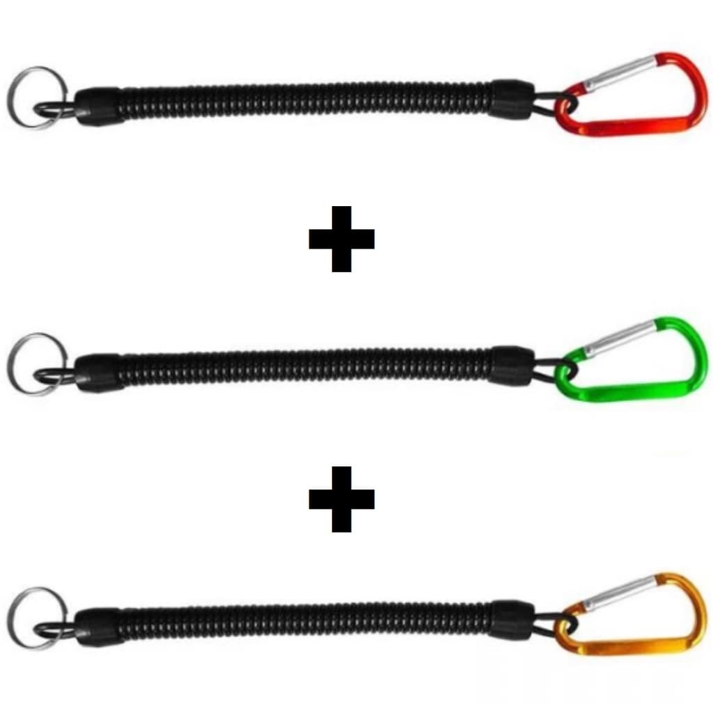 Cordão De Segurança Salva Vara Espiral Mosquetão De Alumínio - 3 unidades