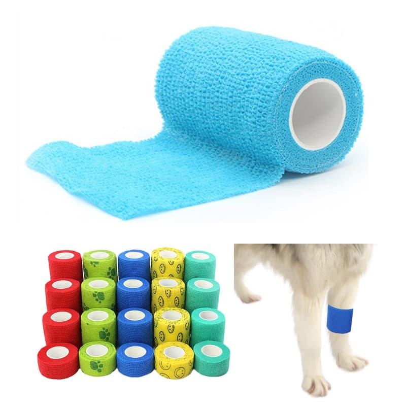 1 Rolo Elástico Para Cães De Estimação Bandagem Médica Cachorro Autoadesivo Envoltório Pernas Recuperação Da Junção Do Joelho