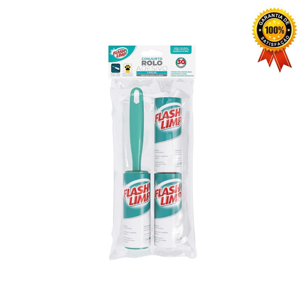 Conjunto Rolo Adesivo E 2 Refis 30 Folhas CST0085 Flash Limp
