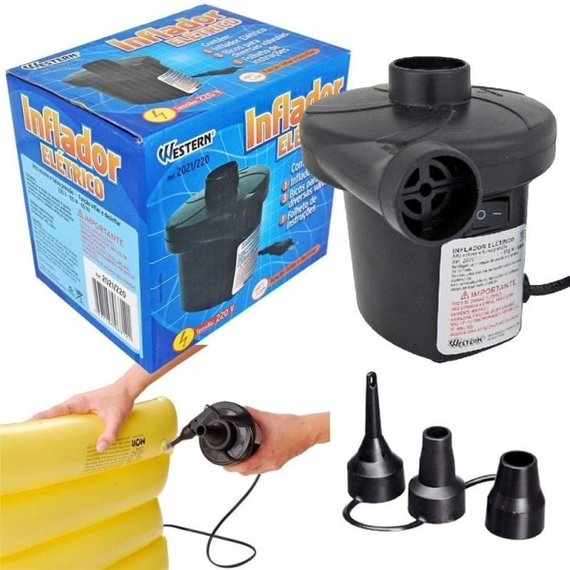 Bomba Elétrica Inflador para Colchão, Bóia, Piscinas e Inflável WESTERN