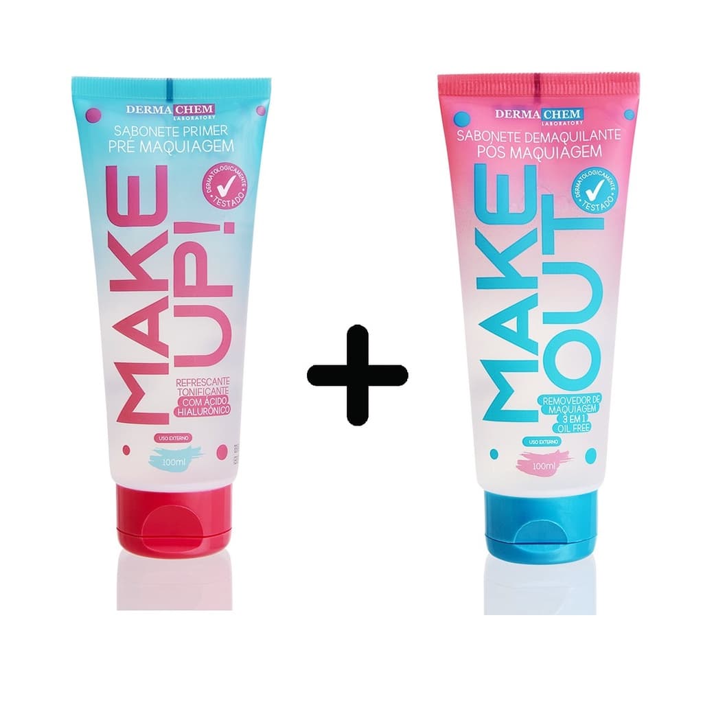 KIT 2 Sabonetes Pré Maquiagem MAKE UP E Pós Maquiagem MAKE OUT Dermachem