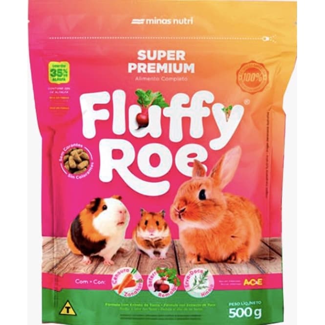 Racao Para Coelhos E Roedores Fluffy Roe 500g - Minas Nutri