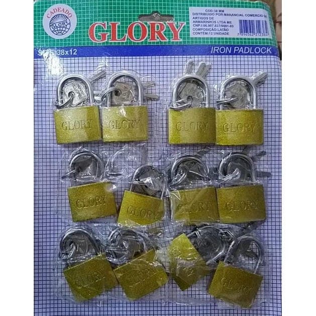 Cartela de Cadeado 40mm com 12 unidades-envio imediato