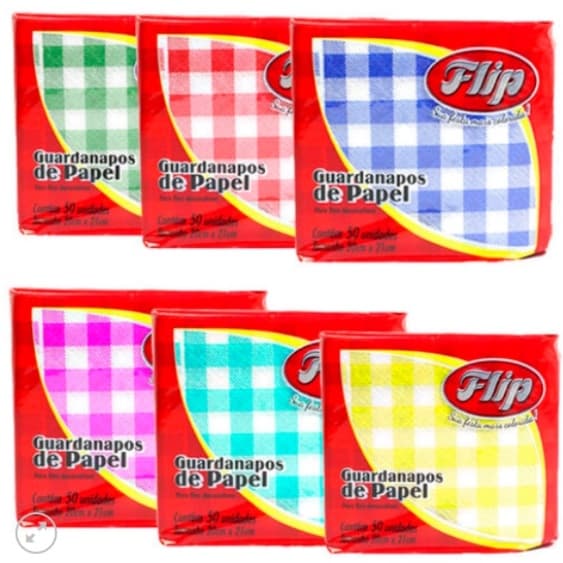 Guardanapo Quadriculado Flip c/50 unid. Decoração Festa Junina