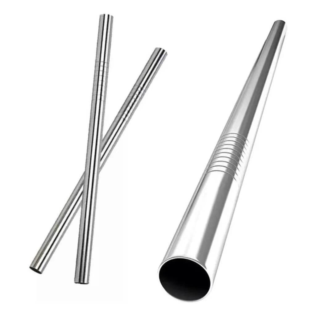 Kit 4 Canudo Inoxidável Aço Inox Para Milk Shake 216 X 12mm