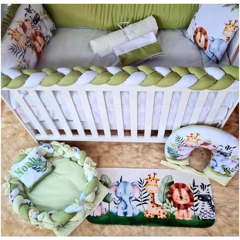 Kit de Berço Safari Verde Sublimado 10 Peças - Promoção