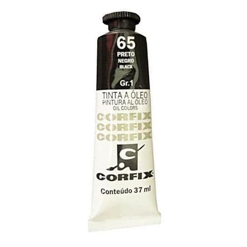 Tinta à Óleo para pintura em tela Corfix Bisnaga 37ml - 65 Preto