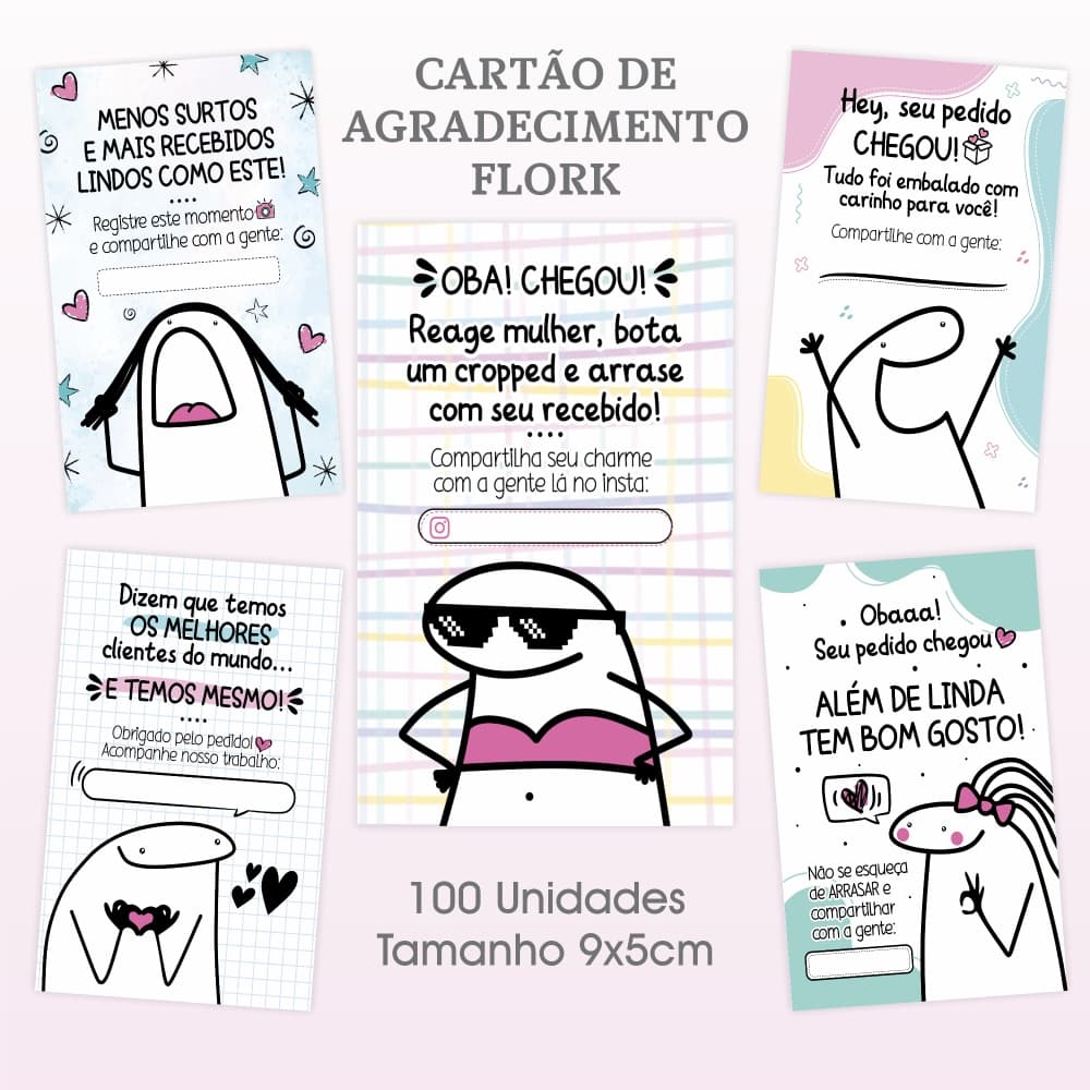 Tag Cartão FLORK Agradecimento ao Cliente - mimo para embalagem loja empresa