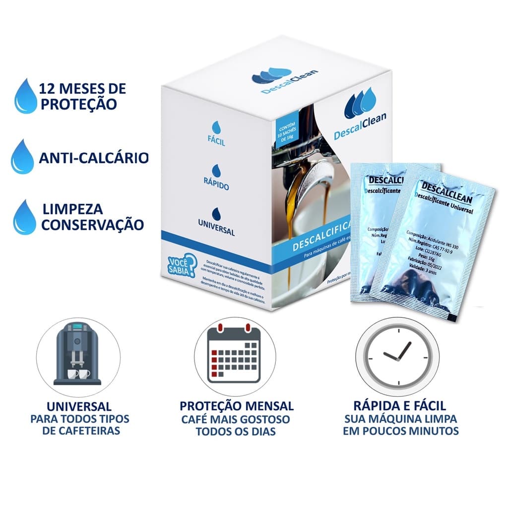 10 Descalcificante Para Cafeteira Dolce Gusto Nespresso Três Corações Seaco Mondial - 1 Ano de Descalcificação