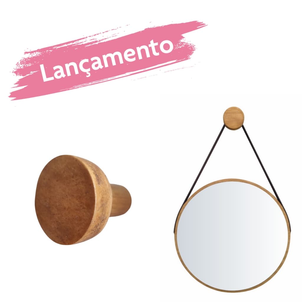 Pino Suporte Pendurador para Espelho Adnet Decoração moderna cor Imbuia