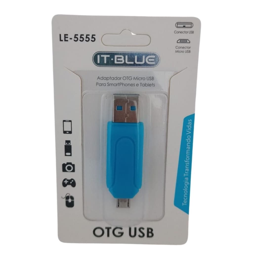 Adaptador Micro Usb V8 Usb Cartão Sd Micro  Le-5555  Azul