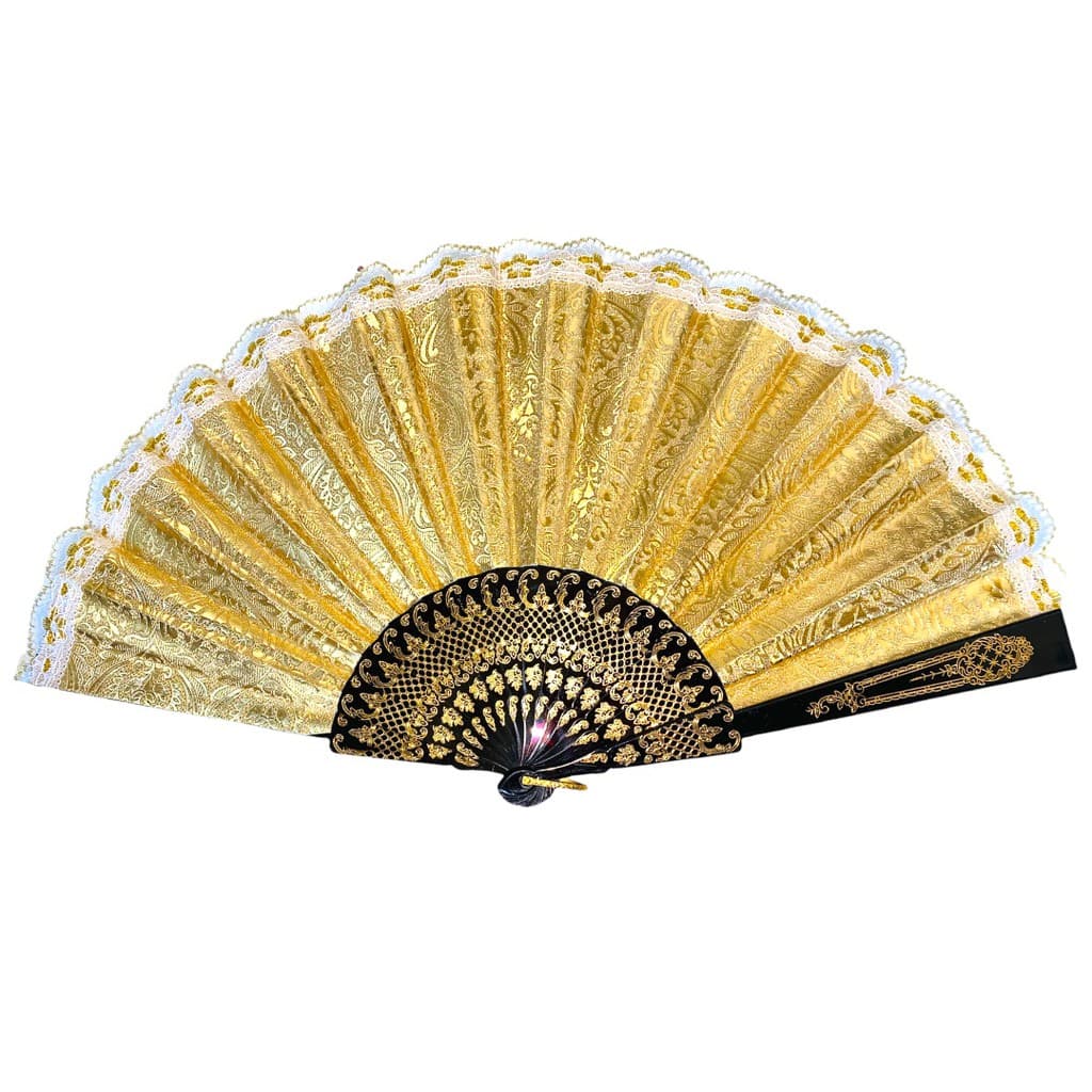 Leque Grande Dourado Pomba Gira Cigana Candomblé Umbanda 35cm