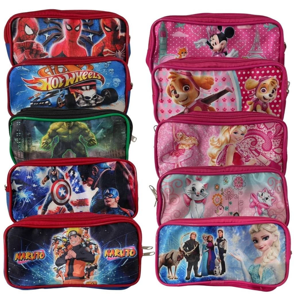 Estojo Escolar Duplo Vários Personagens Porta Lápis - Volta as Aulas