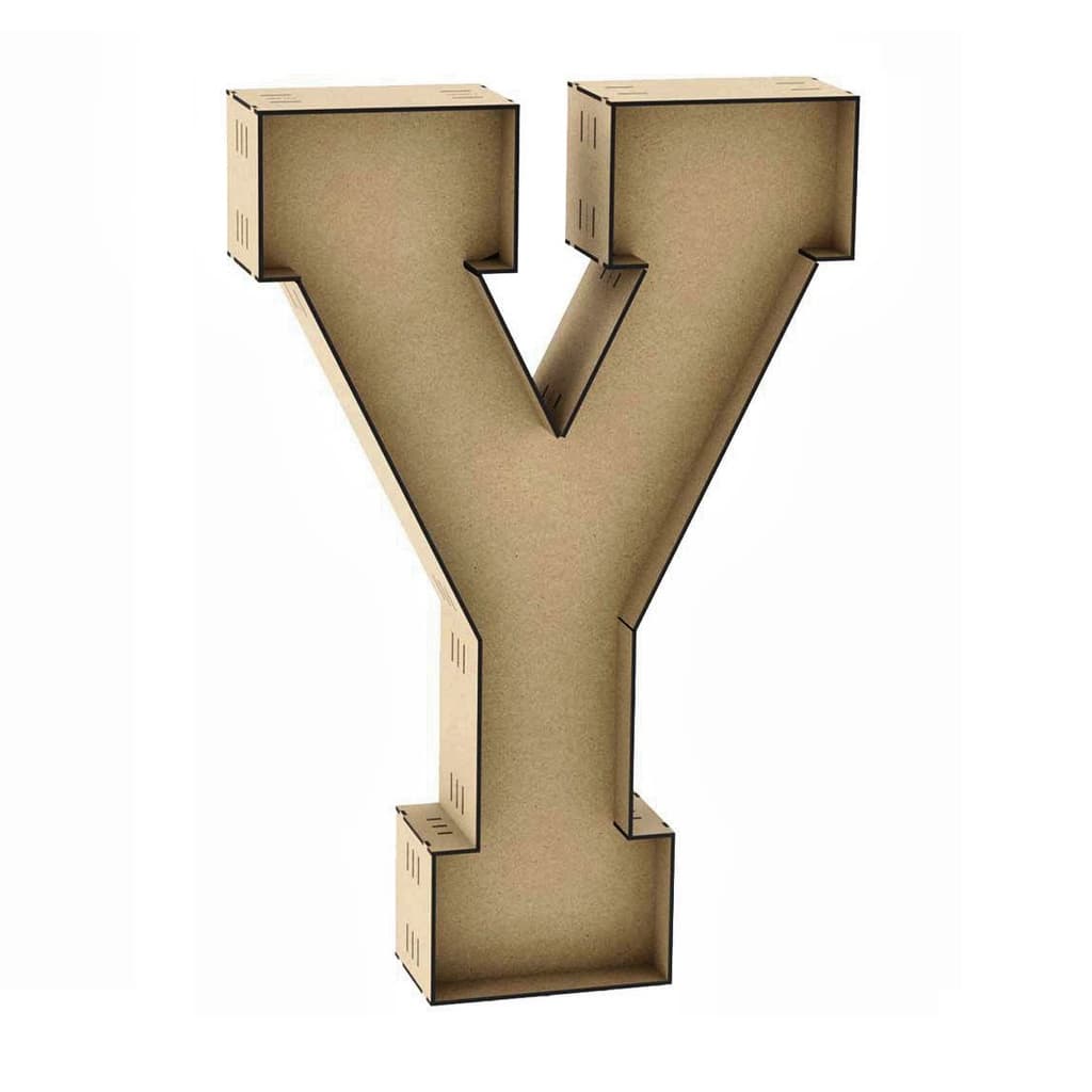 Letra Caixa Y 30cm MDF Decoração Festa Nome Palavra Número