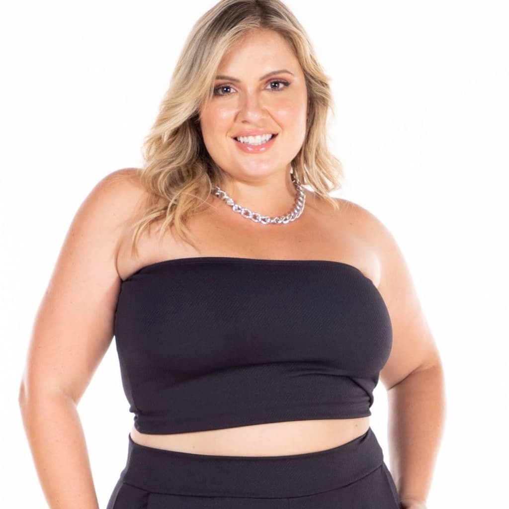 Cropped Top Faixa Tube Plus Size Feminino Sem Bojo Tomara Que Caia Básico Verão