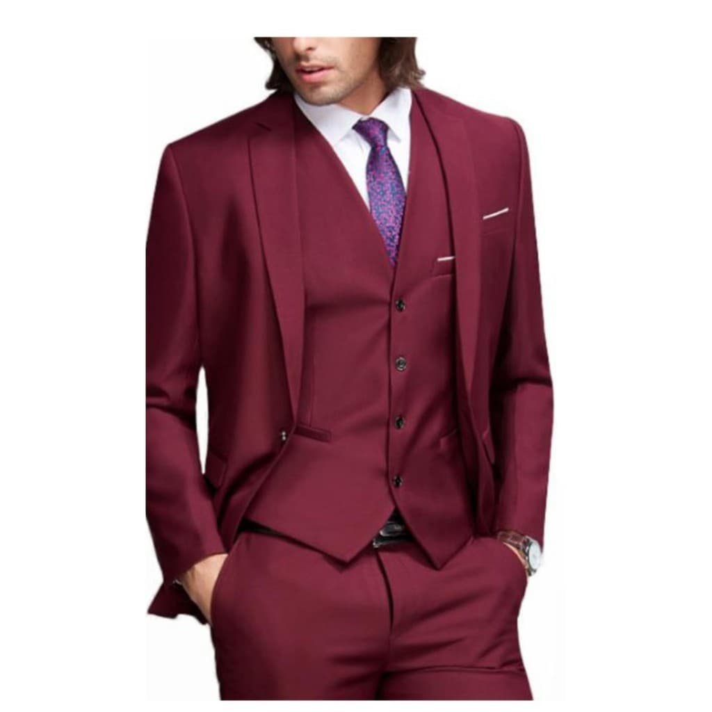 TERNO MASCULINO SLIN FIT- VINHO-BORDO (PALETO+CALÇA+GRAVATA)OXFORD PREMIUM 2023