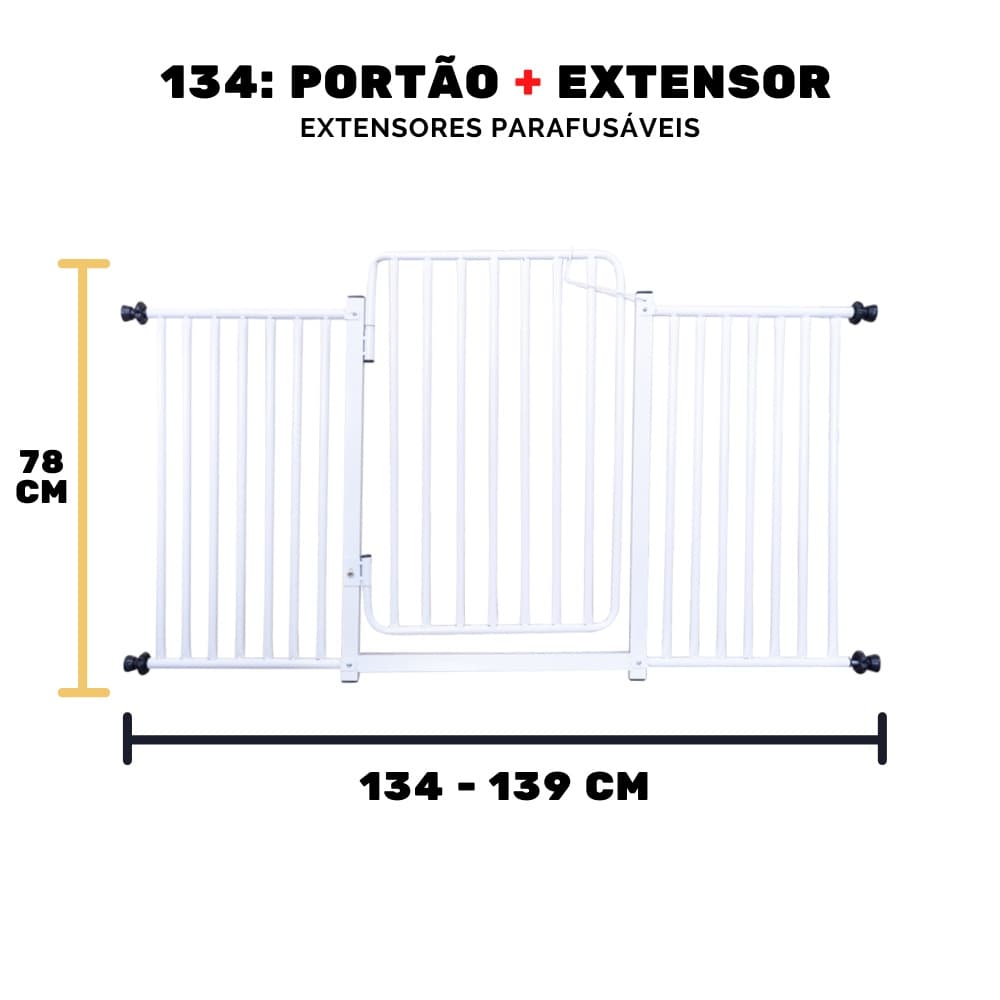 Grade De Porta Portão Reforçado Proteção Cachorro Criança 134 A 139 Cm