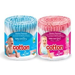 Cotonete Hastes Flexíveis Cotton Rosa e Azul - 150 Unidades