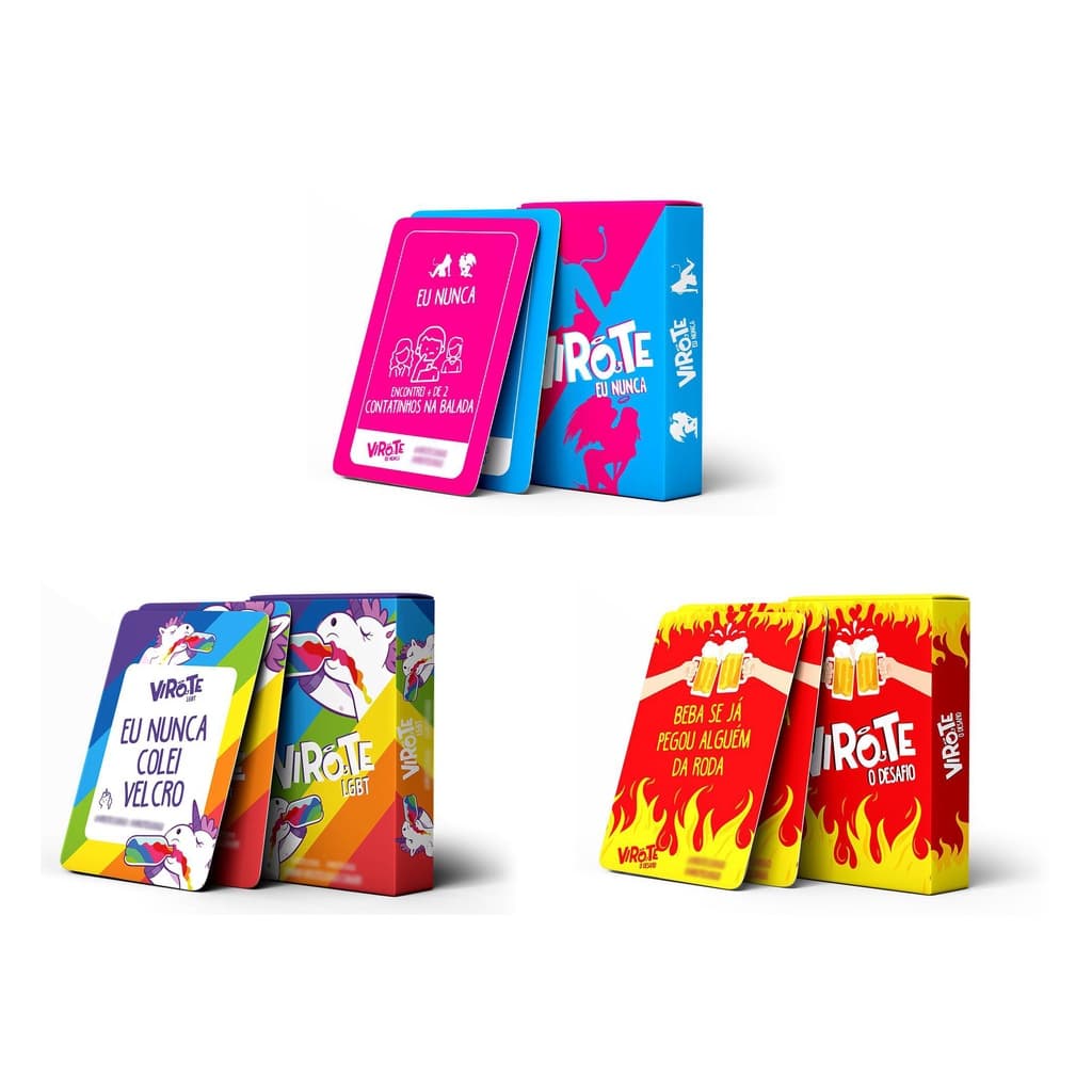 Combo 3 Jogos Virote - O Desafio + Eu Nunca + LGBT Bebão Esquenta - Festa Bebida Goró Bebão Sacanear Colegas
