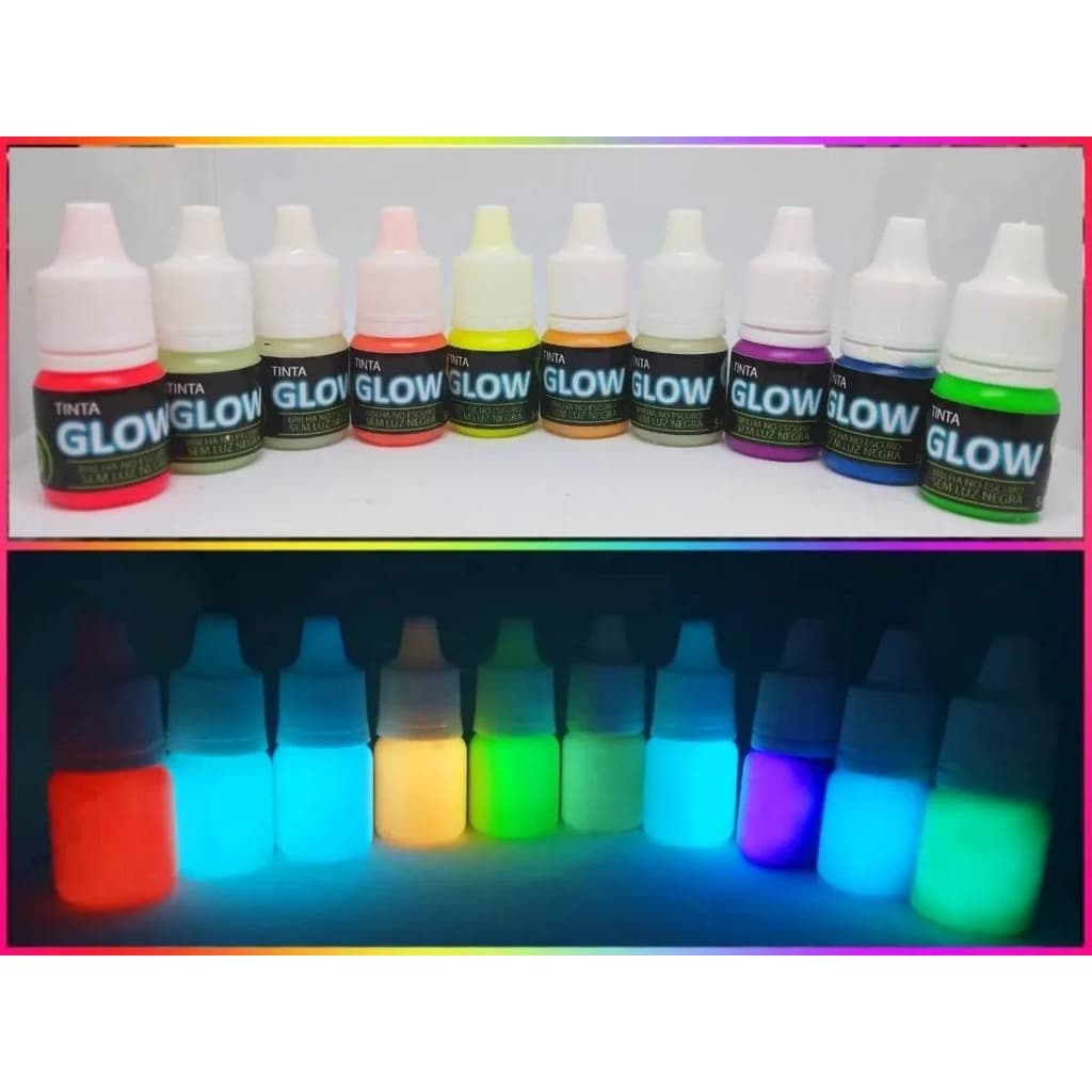 Tinta Glow Corion 5ml C/ Aplicador Brilha No Escuro Sem Luz Negra. Luminosa. Fosforescente Neon UV
