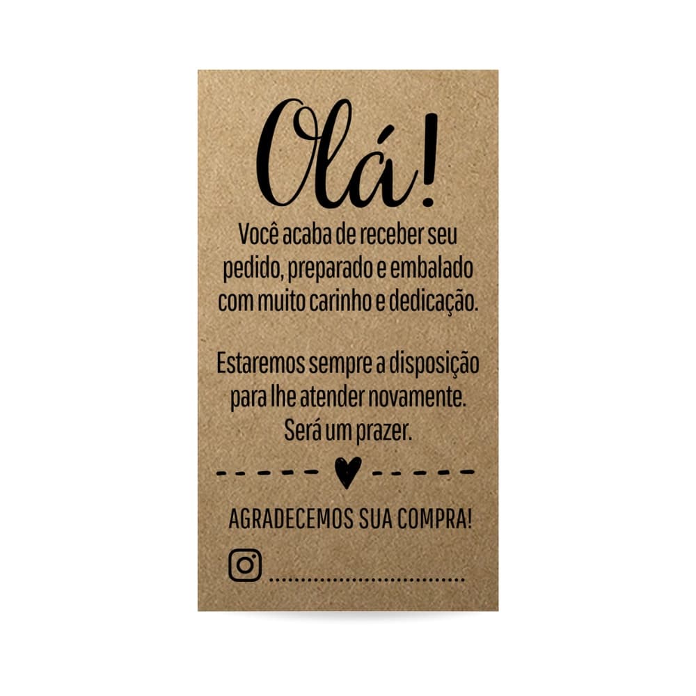 25 Mini Cartões de Agradecimento ao Cliente Kraft 9x5cm