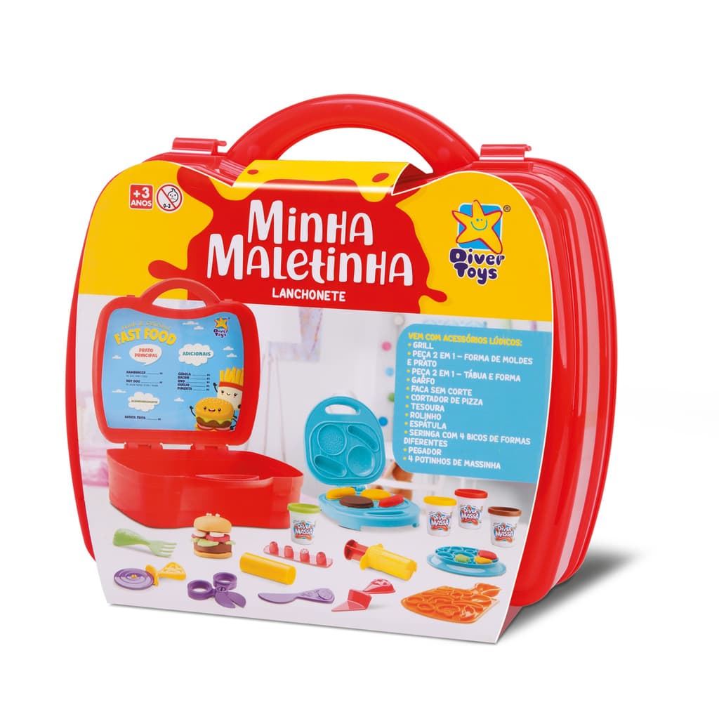 Maleta lanchonete 4 massinhas modelar+acessorios Divertoys