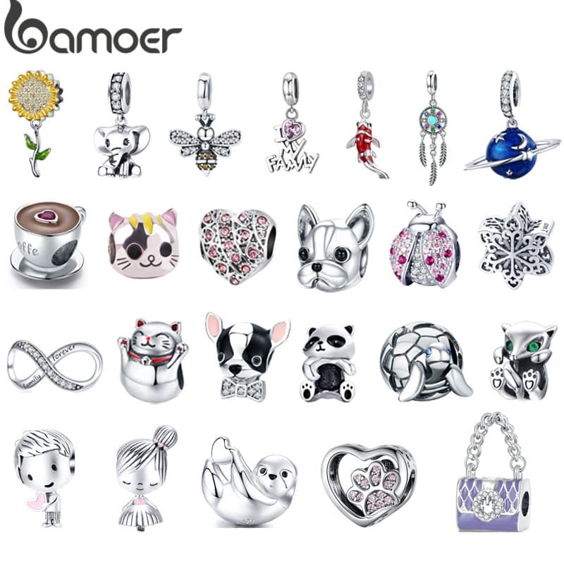 Bamoer Miçangas Fofas Padrão De Coração Animal Charmosas Para Pulseiras Ou Colar Jóias