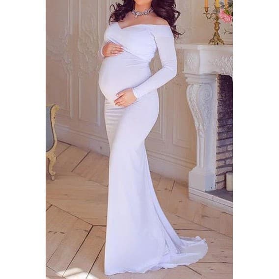 Vestido Gestante Longo Para Ensaio Fotográfico, Gravida G06