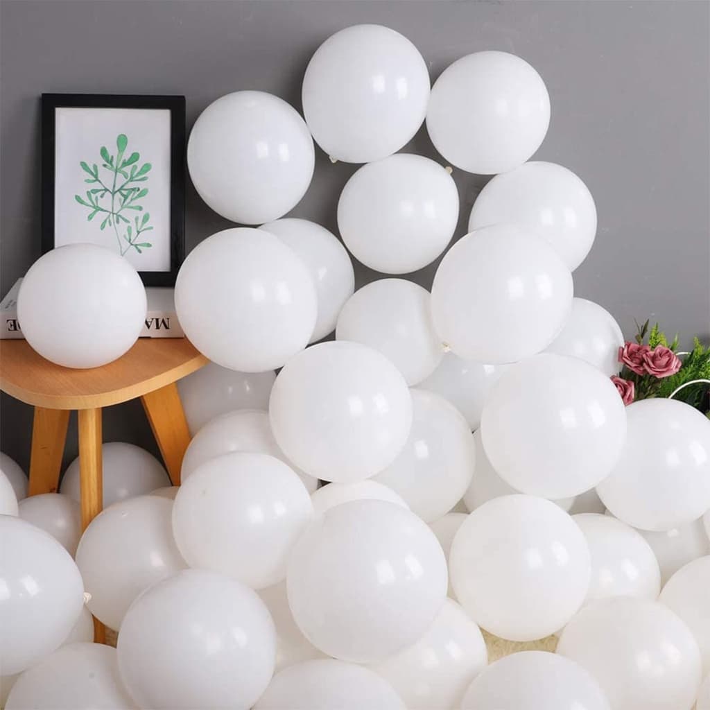 50 Unidades Balão Bexiga Branco Liso Número 7 Polegadas Para Festas